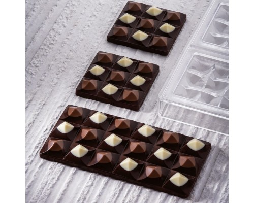 Форма д/шок. Chocolate Bar Moulin 154х77мм h14мм, 100гр, 3 ячейки, п/к PC5009FR