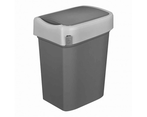 Бак для мусора SMART BIN 50л (430x330x630мм), с крышкой маятник (серый) 434258111