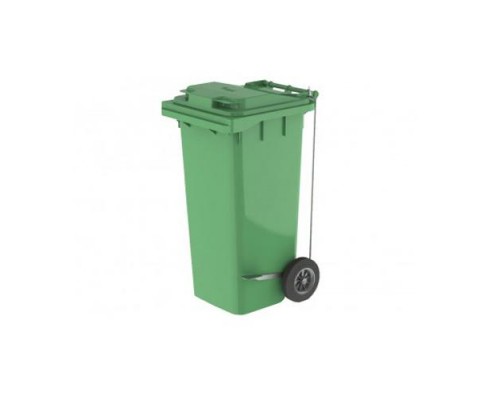 Бак для мусора 240л, с педалью, с крышкой, на колесах, п/э, цвет зеленый 24.C21 green