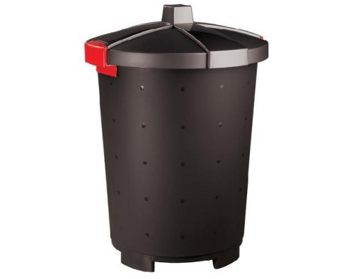 Бак для мусора 65л (d47см h66см) с крышкой, п/п, цвет черный 431253713