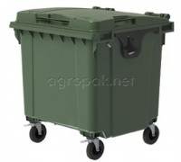 Бак для мусора 1100л, с крышкой, на колесах, п/э, цвет зеленый 29.C19 green (21 056)