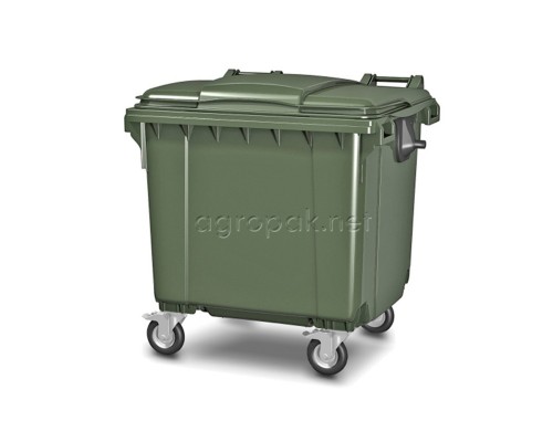 Бак для мусора 1100л, с крышкой, на колесах, п/э, цвет зеленый 22.C19.70 green