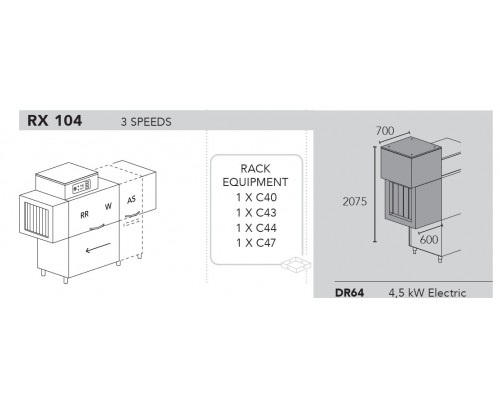 МАШИНА ПОСУДОМОЕЧНАЯ DIHR RX 104 SX+XP+DR64