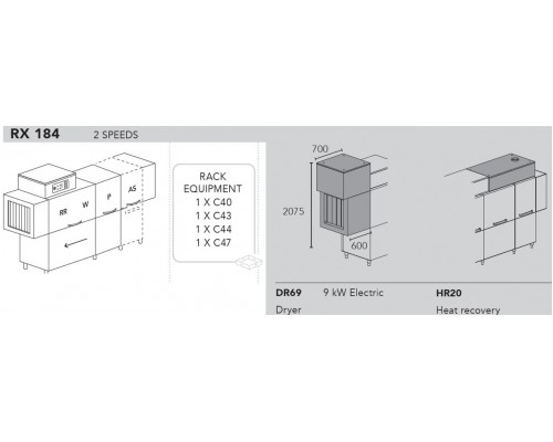 МАШИНА ПОСУДОМОЕЧНАЯ DIHR RX 184 SX+DR69+HR20