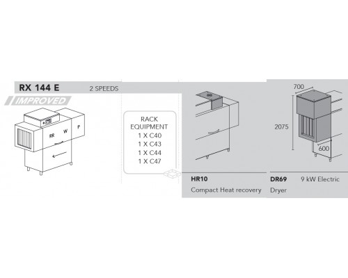 МАШИНА ПОСУДОМОЕЧНАЯ DIHR RX 144 E DX+DDE+HR10+DR69