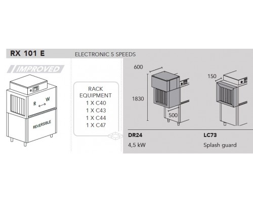 МАШИНА ПОСУДОМОЕЧНАЯ DIHR RX 101 E SX+DDE+DR24+LC73+XP