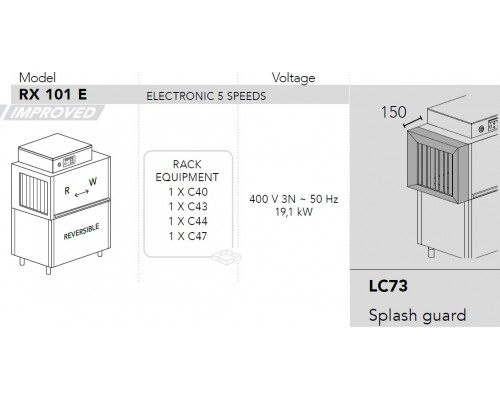 МАШИНА ПОСУДОМОЕЧНАЯ DIHR RX 101 E DX+DDE+2LC73