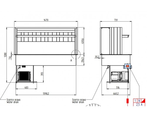 ПРИЛАВОК ХОЛОД. ENOFRIGO DOGE WALL 1400 RF ВСТР. A1DOGEKWRF14P/X ЦВЕТ 608